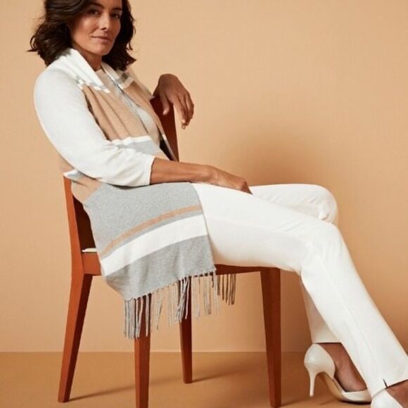 Chicos Off The rack Colorado color block fringe hem vest - Picture 1 of 8